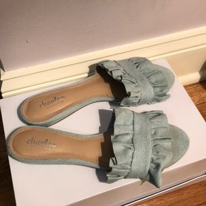 Ruffle Slide on sandal